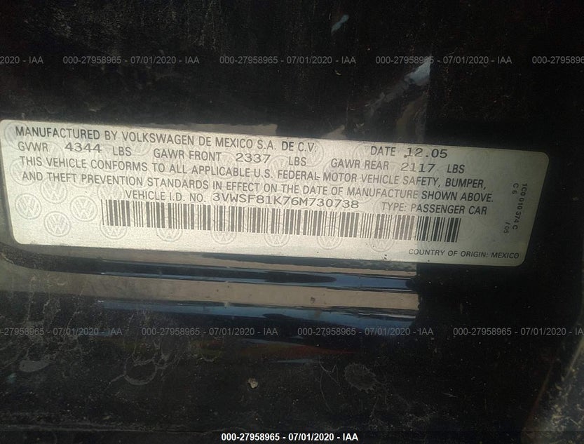 3VWSF81K76M730738