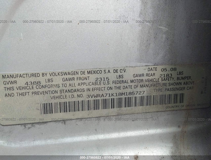 3VWRA71K18M185727