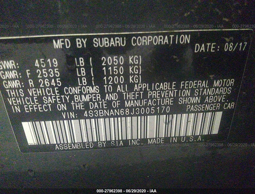 4S3BNAN68J3005170