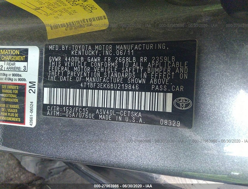 4T1BF3EK6BU219846