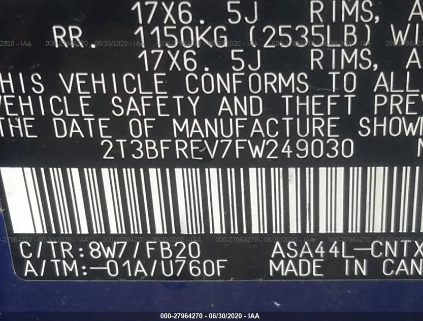 2T3BFREV7FW249030