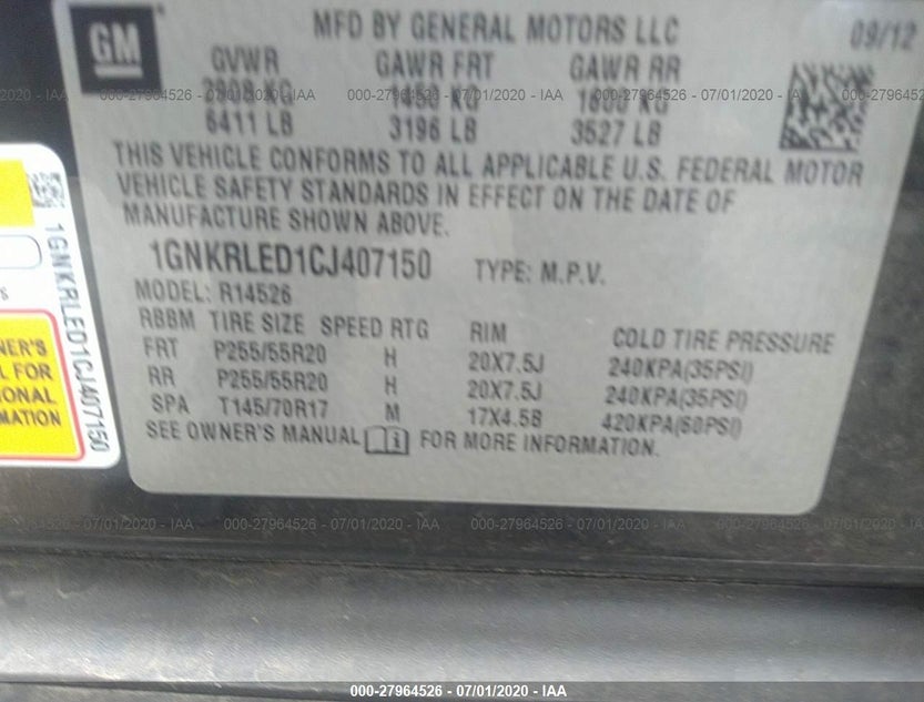 1GNKRLED1CJ407150