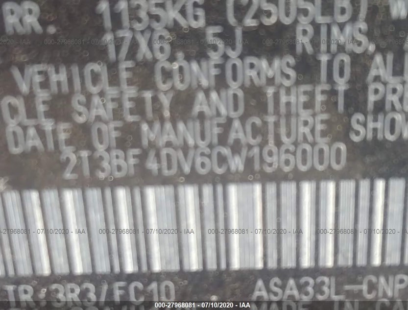 2T3BF4DV6CW196000