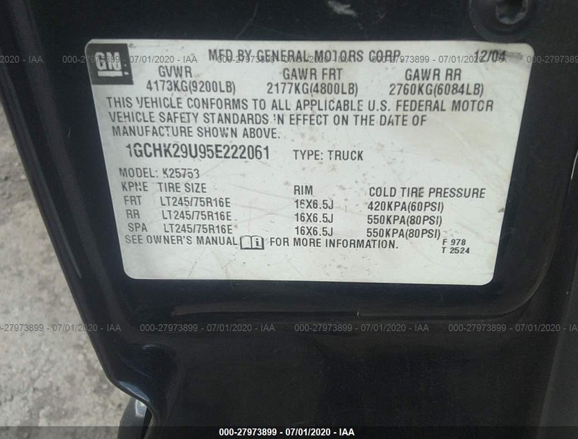 1GCHK29U95E222061