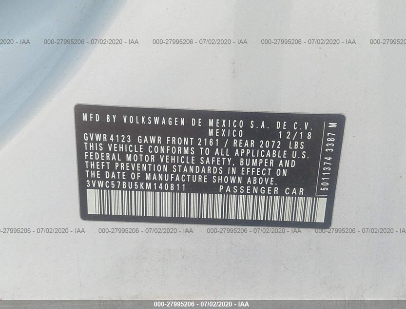 3VWC57BU5KM140811