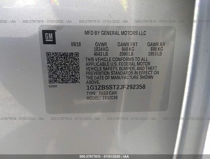 1G1ZB5ST2JF292358