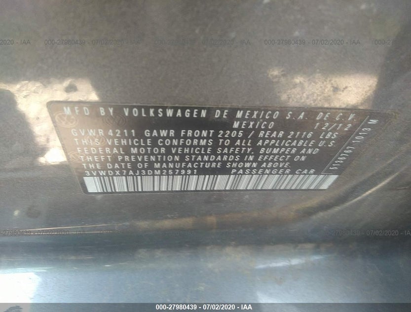 3VWDX7AJ3DM257991