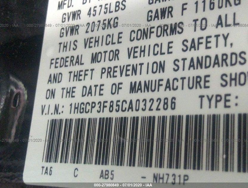 1HGCP3F85CA032286
