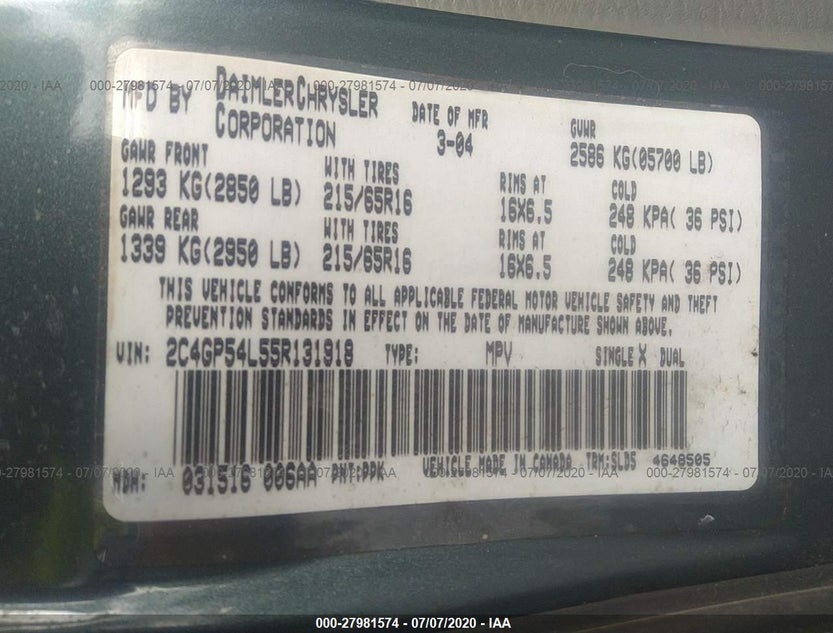 2C4GP54L55R131918