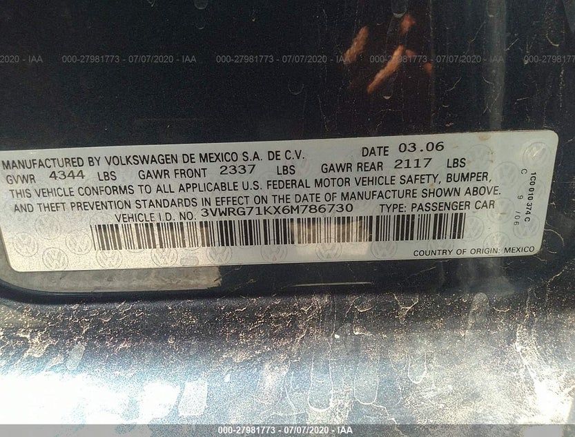 3VWRG71KX6M786730