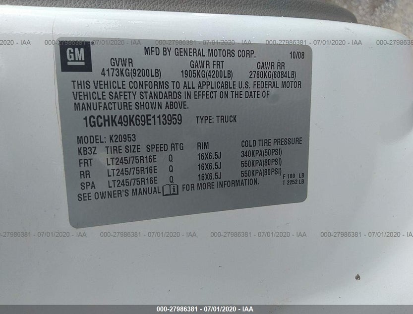1GCHK49K69E113959