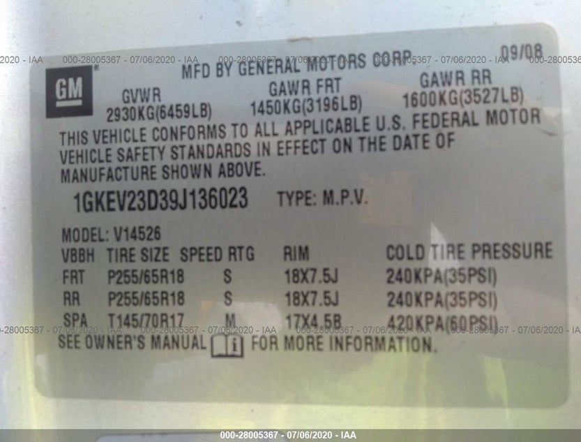 1GKEV23D39J136023