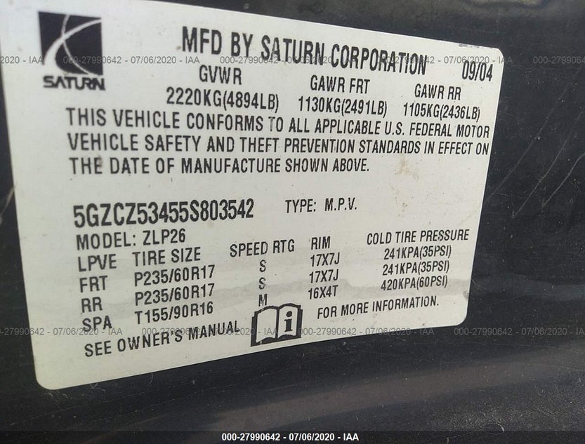 5GZCZ53455S803542