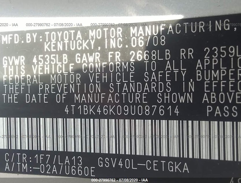 4T1BK46K09U087614