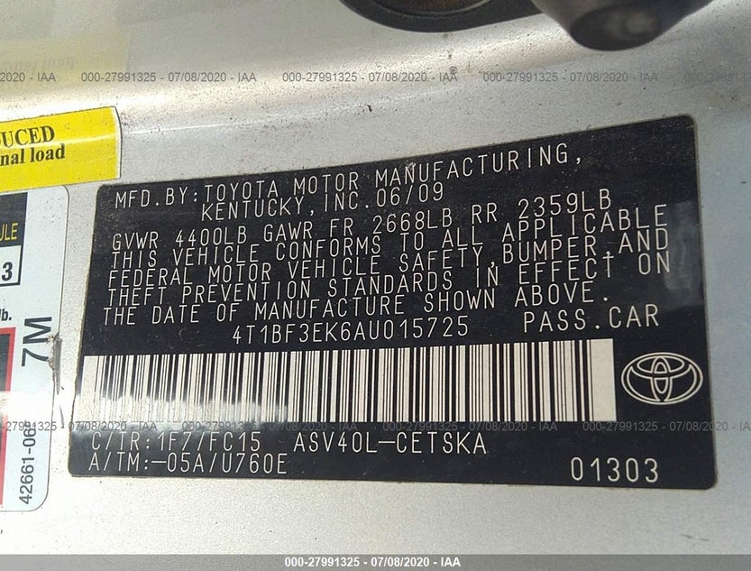 4T1BF3EK6AU015725