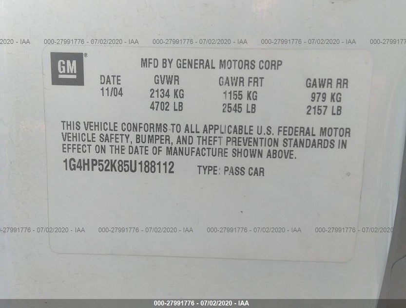 1G4HP52K85U188112