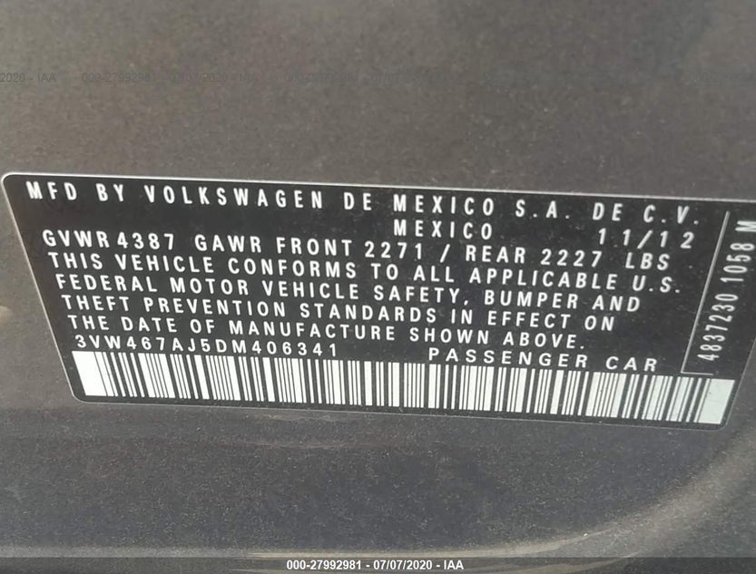3VW467AJ5DM406341