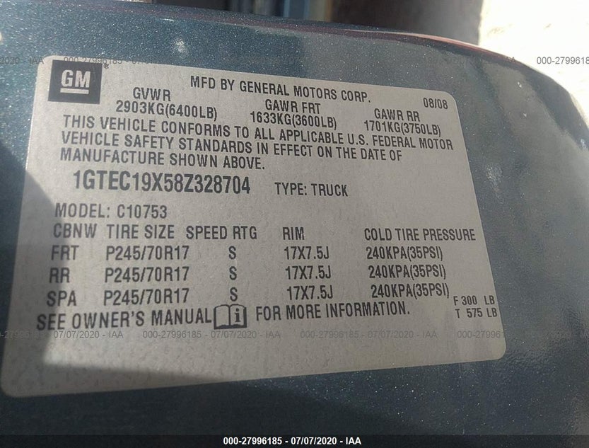 1GTEC19X58Z328704