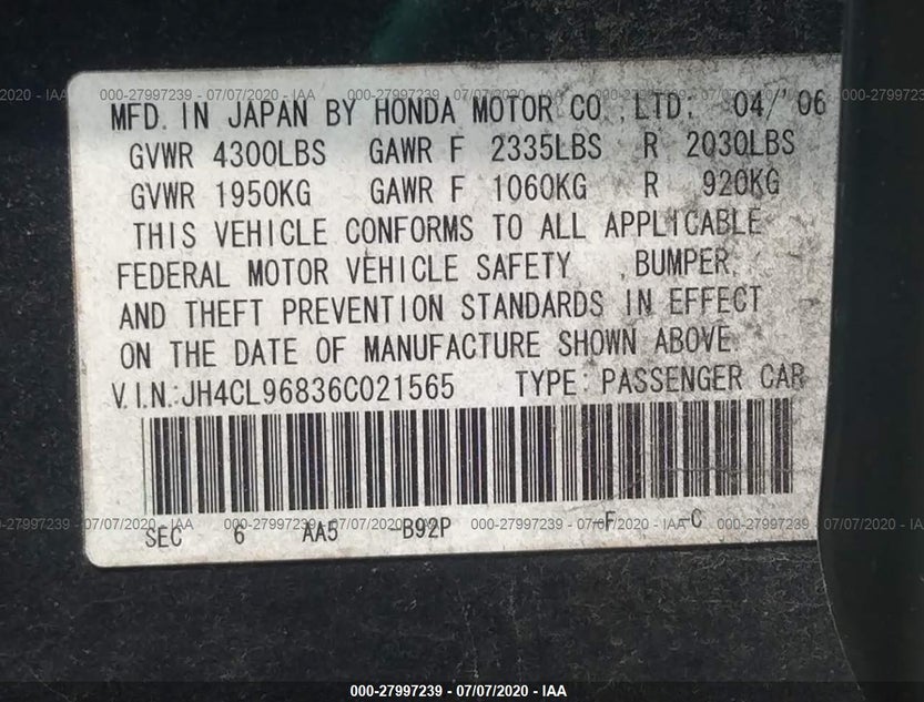 JH4CL96836C021565