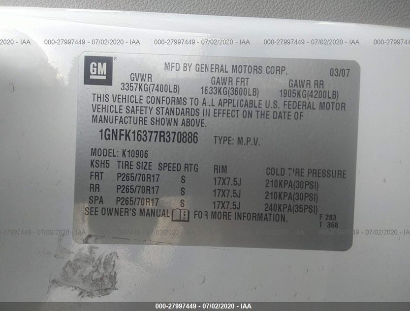 1GNFK16377R370886