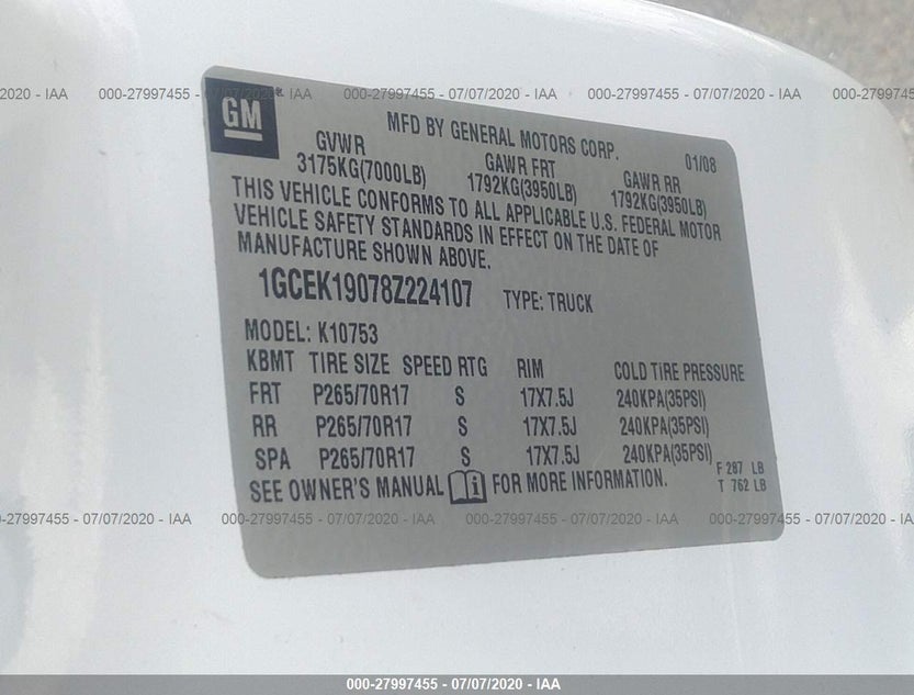 1GCEK19078Z224107