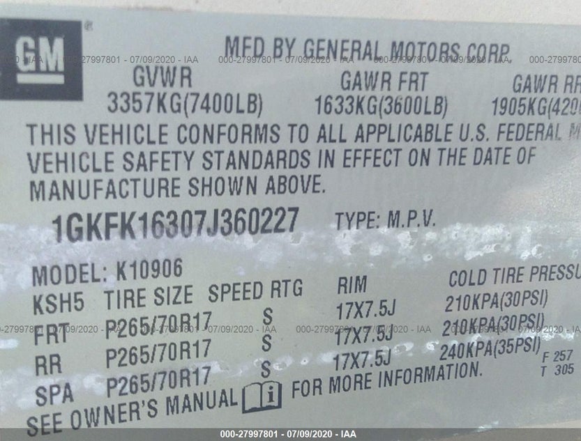 1GKFK16307J360227