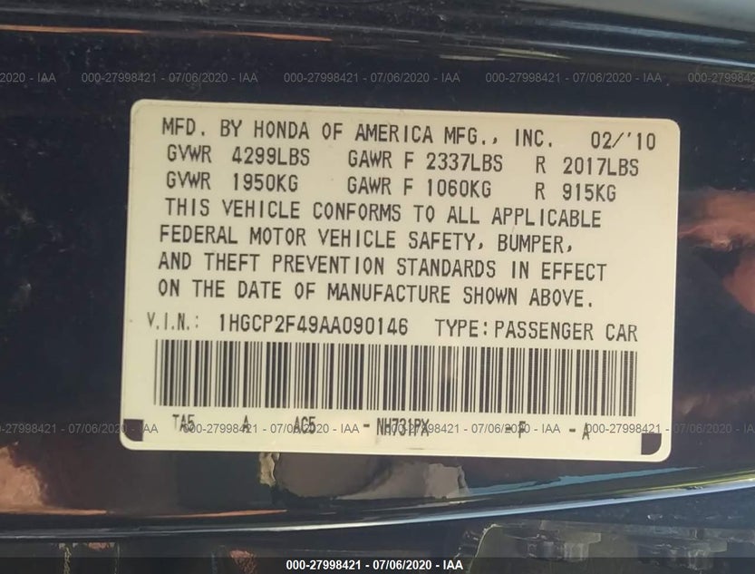 1HGCP2F49AA090146