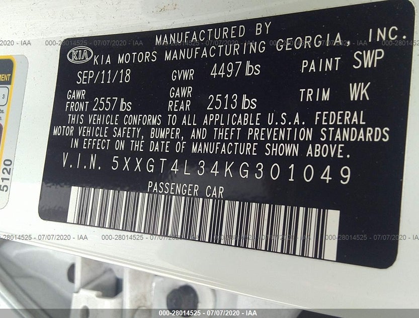 5XXGT4L34KG301049