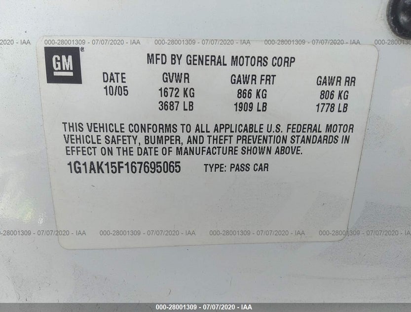 1G1AK15F167695065