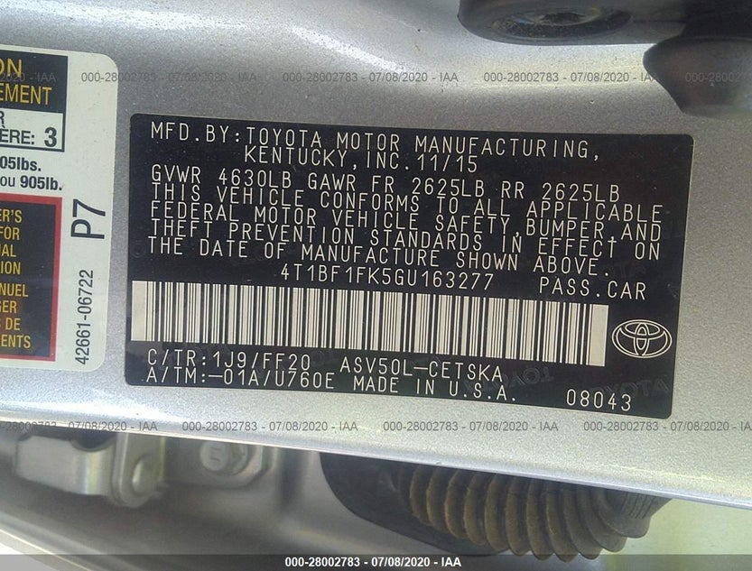 4T1BF1FK5GU163277
