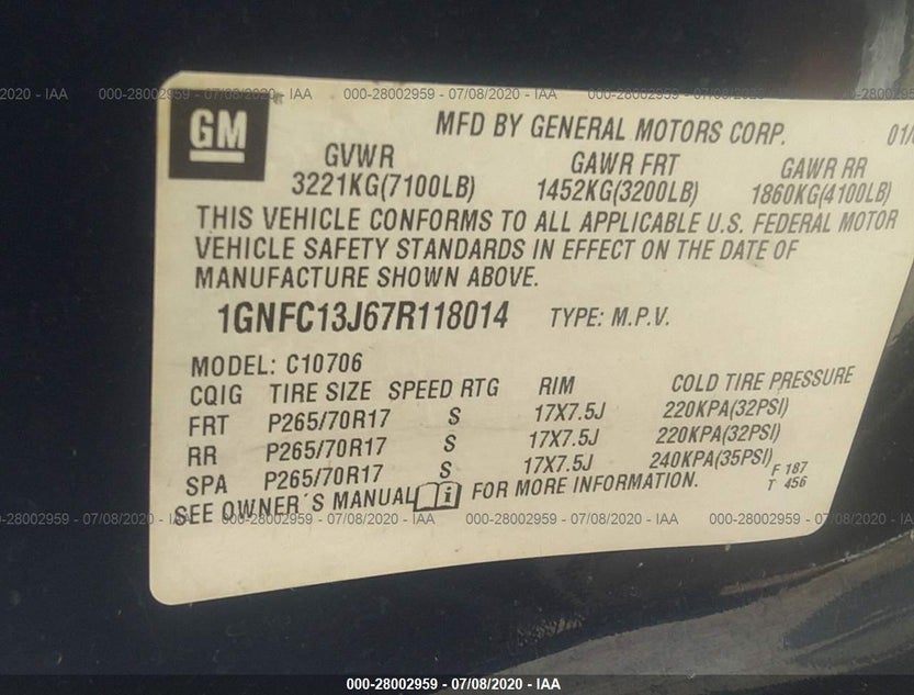 1GNFC13J67R118014
