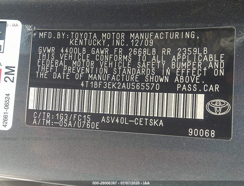 4T1BF3EK2AU565570