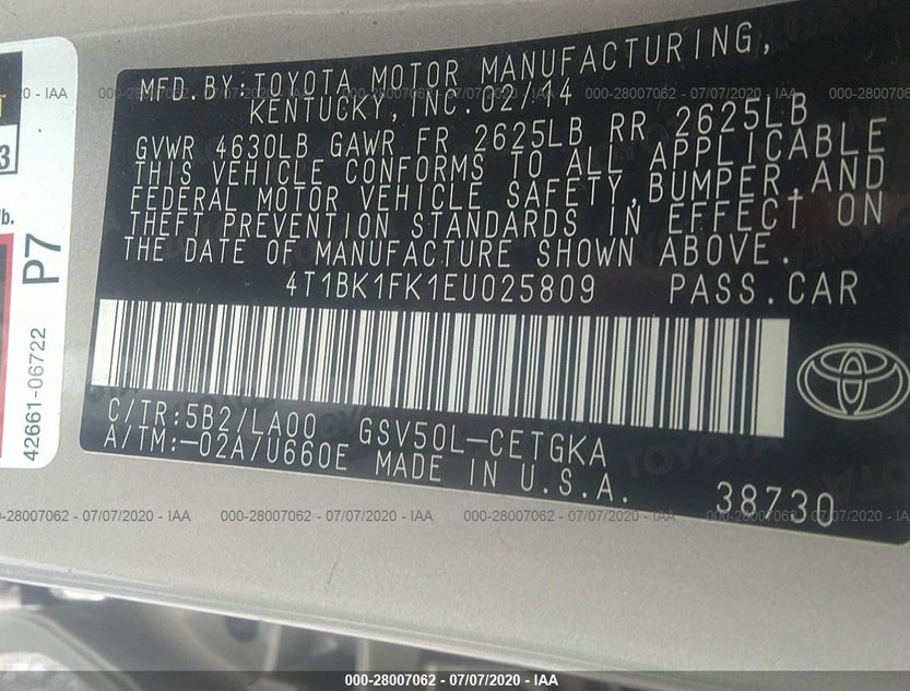 4T1BK1FK1EU025809