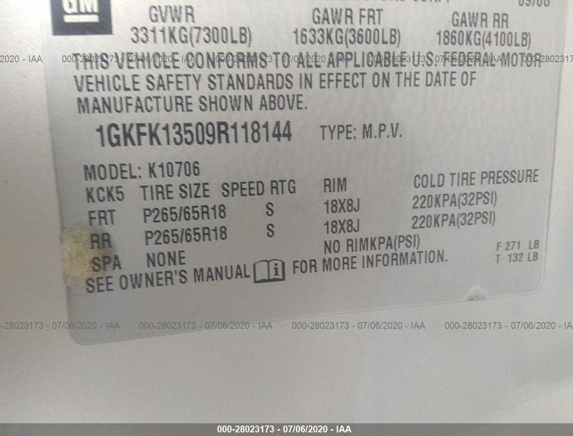 1GKFK13509R118144
