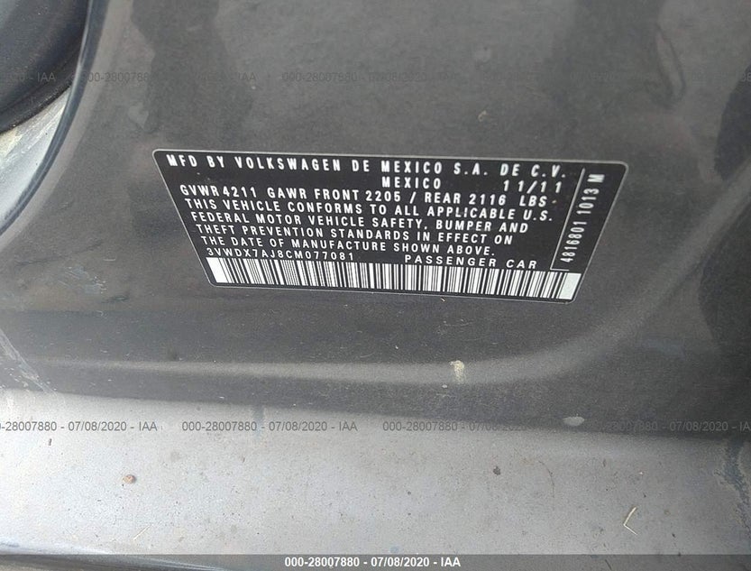 3VWDX7AJ8CM077081