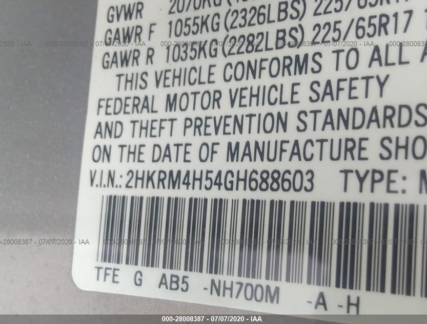2HKRM4H54GH688603