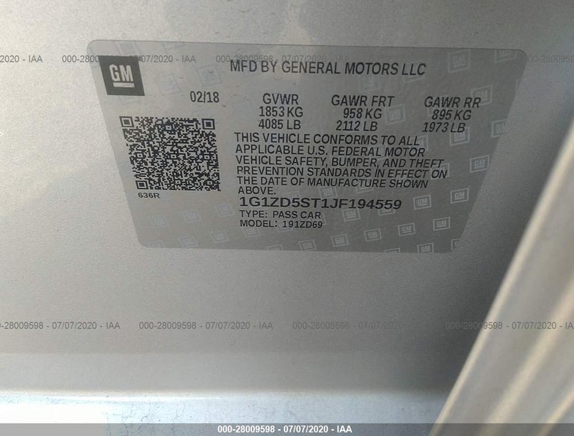 1G1ZD5ST1JF194559