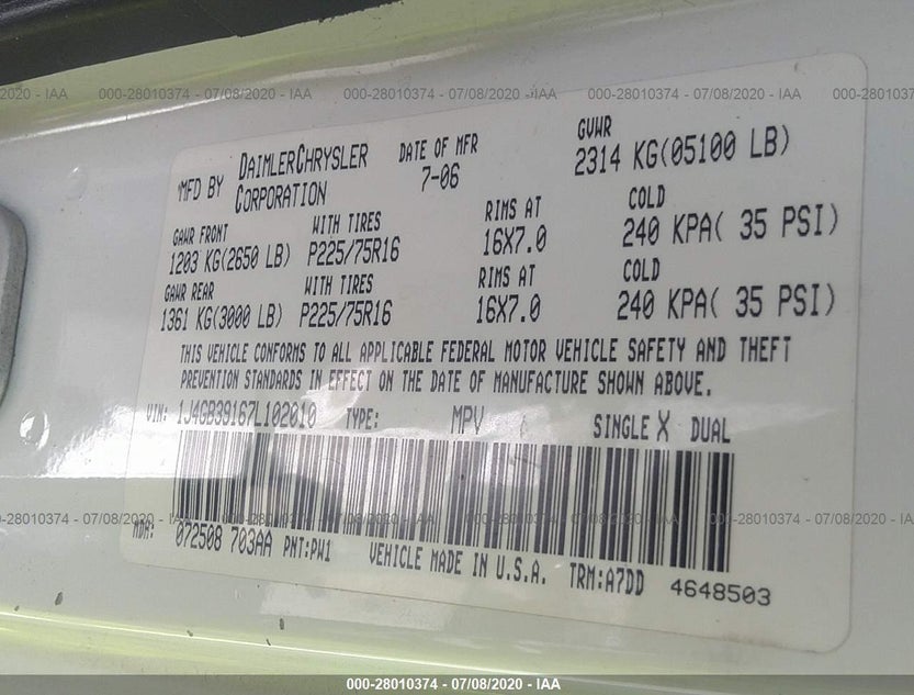 1J4GB39167L102010