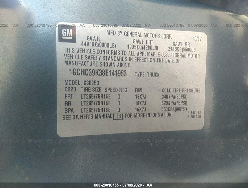 1GCHC39K38E141983