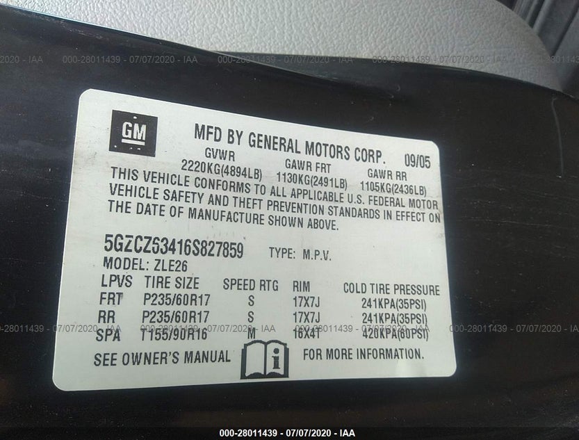5GZCZ63416S827859