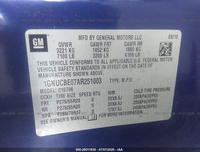1GNUCBE07AR251003