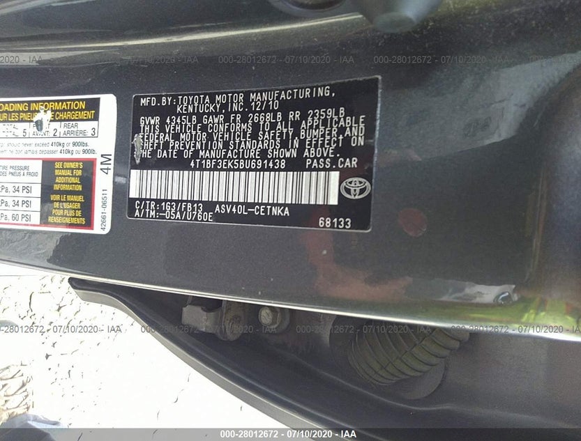 4T1BF3EK5BU691438