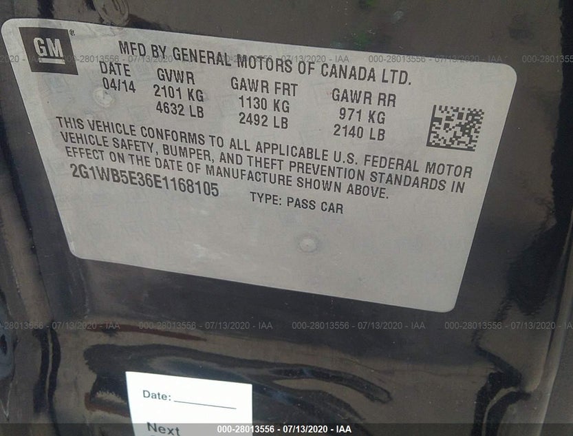 2G1WB5E36E1168105