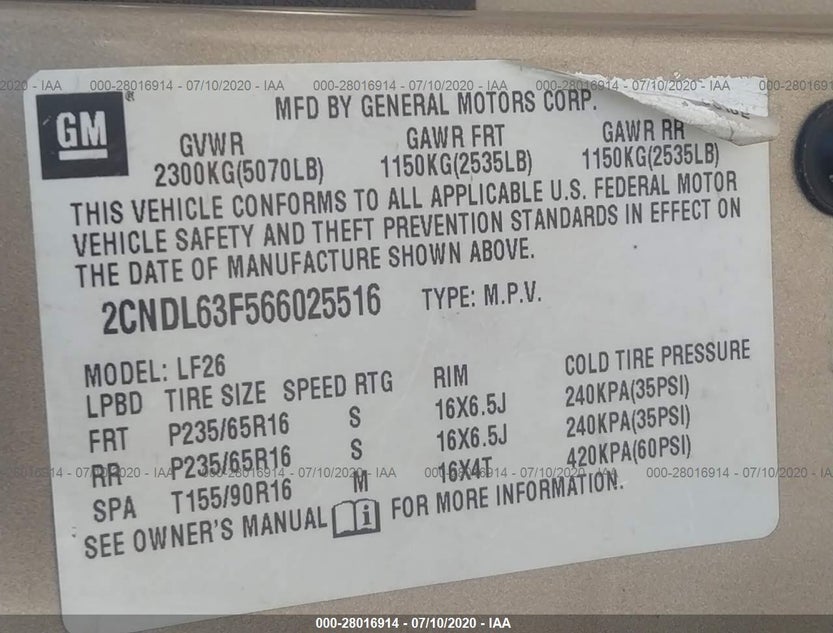 2CNDL63F566025516