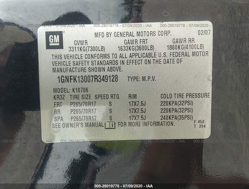 1GNFK13007R349128