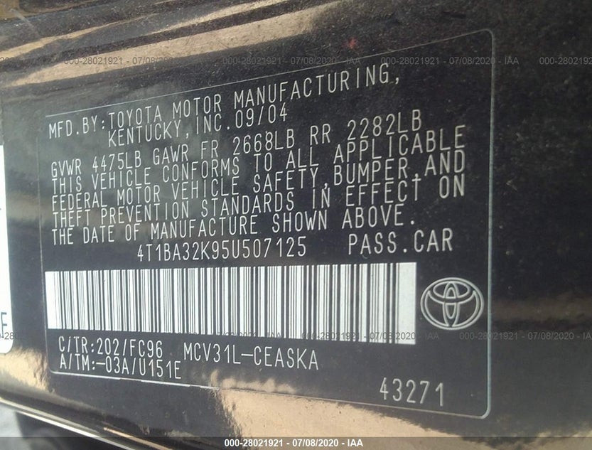 4T1BA32K95U507125