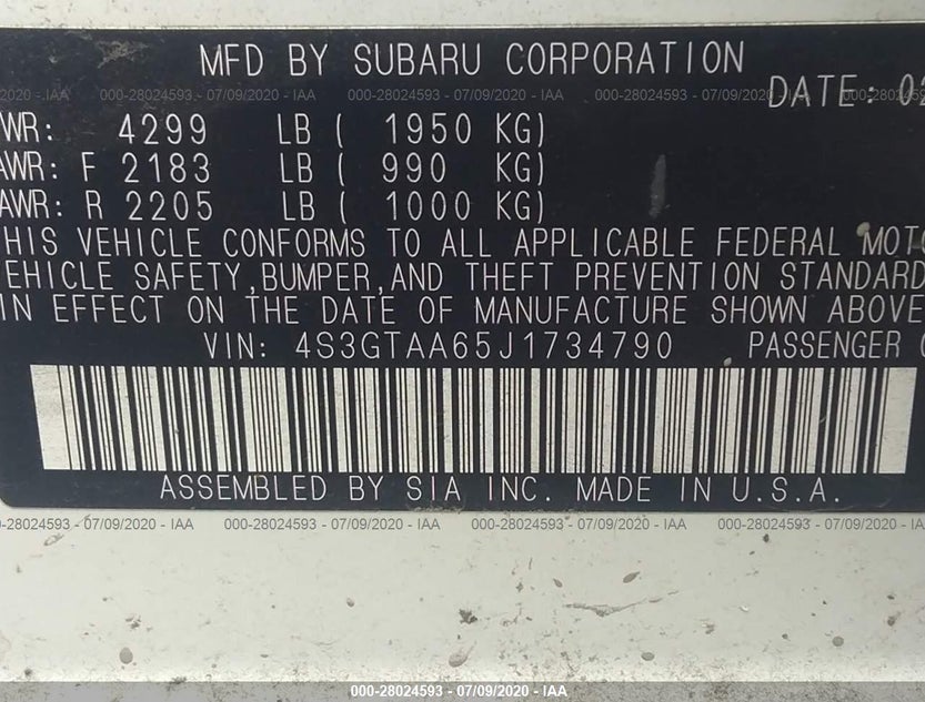 4S3GTAA65J1734790