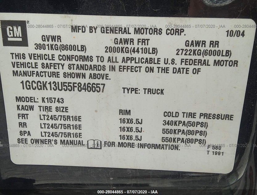 1GCGK13U55F846657