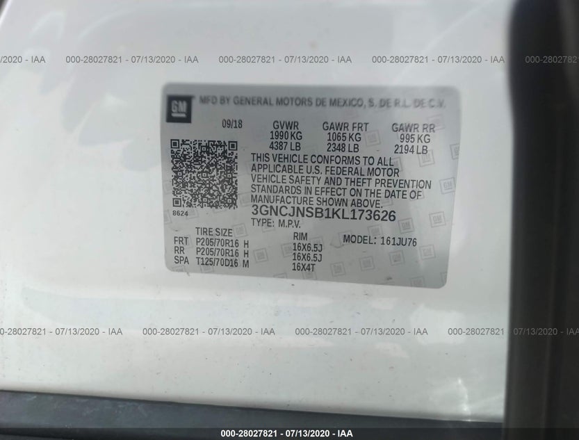 3GNCJNSB1KL173626