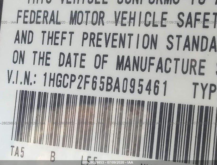 1HGCP2F65BA095461